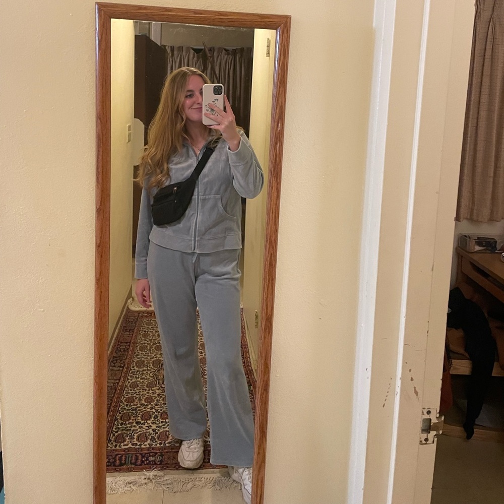 vintage blue velour tracksuit